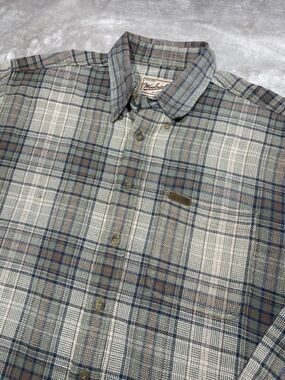Woolrich Button Down Shirt Men Large Plaid Cotton Flannel Vintage Long Sleeve